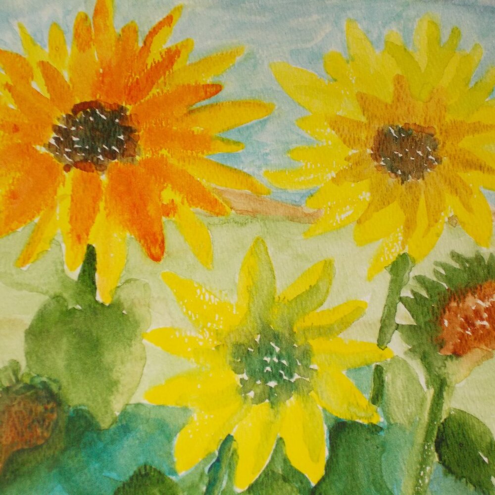 Original "Pops Of Yellow" 9"x12" watercolor painting, signed